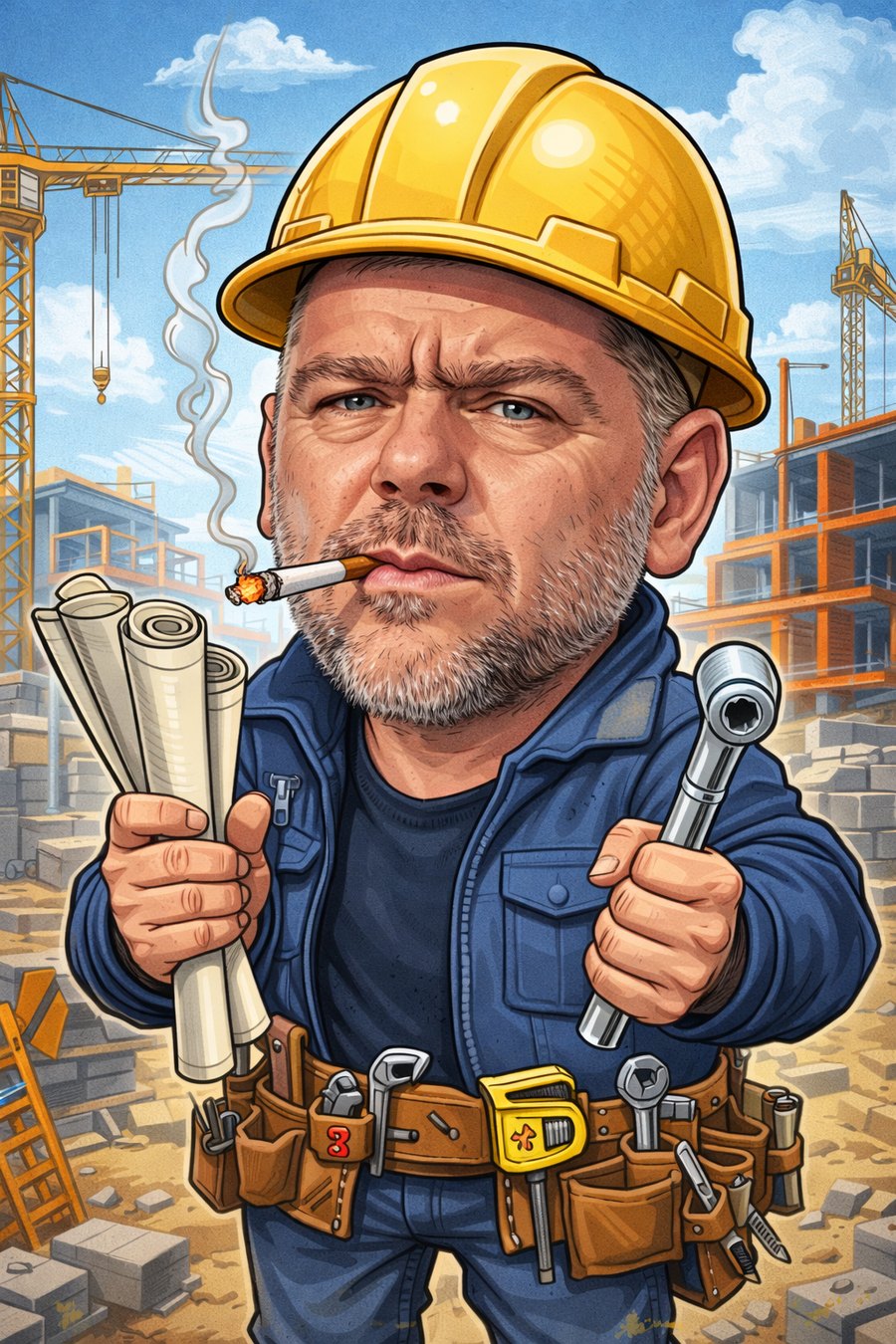 Лого на МБ ГРУБ БГ — карикатура на майстора Иван